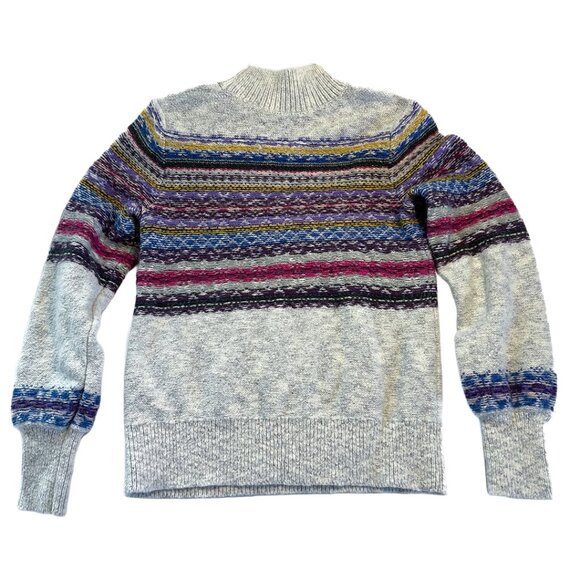 Abercrombie & Fitch Mock Neck Sweater | Fair Isle Heather Gray Multicolor - Picture 10 of 10